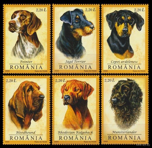 2005 Румыния 5982-5987 Собаки 10,00 евро