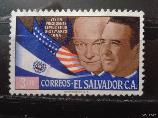 Сальвадор 1959 Визит Президента страны в США, флаги