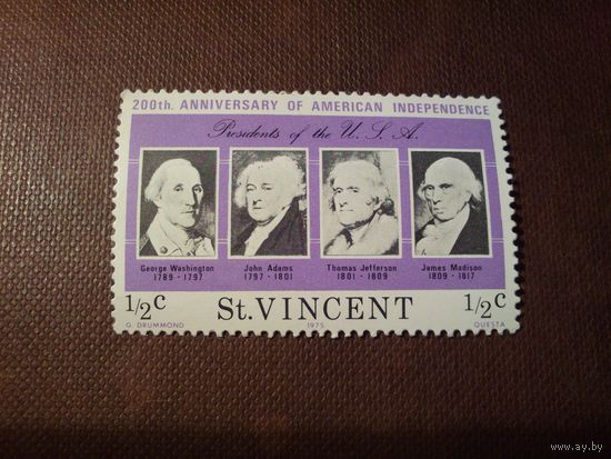 Сент-Винсент и Гренадины 1975 г.200 лет независимости США .Президенты Вашингтон, Джон Адамс, Джефферсон и Мэдисон ./18а/