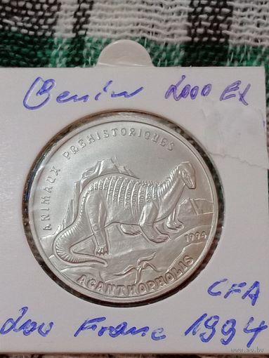 Бенин 200 франков 1994 динозавр редкая