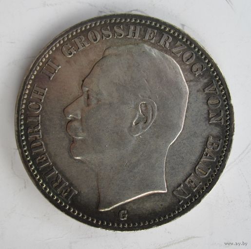 Баден 3 марки 1911 серебро  .31-380