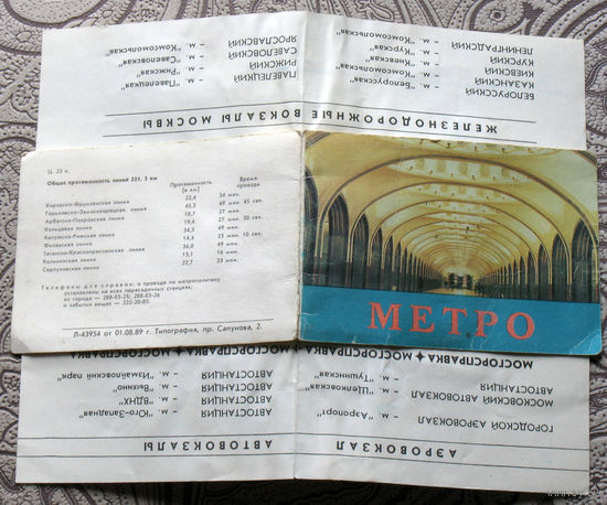 Схема метро Москва - 1989