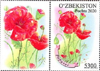 Флора Узбекистана 2020 год серия из 1 марки с купоном