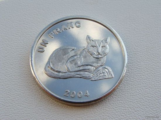 Конго. 1 франк 2004 год KM#174  "Животные - Золотая кошка" Редкая!!!