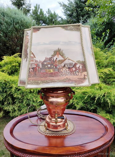 Винтажная Лампа в виде Самовара, Медь, Латунь, Европа.