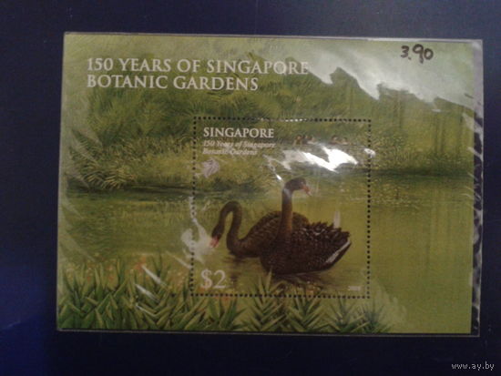 Сингапур 2009 150 лет Ботаническому саду, черный лебедь блок