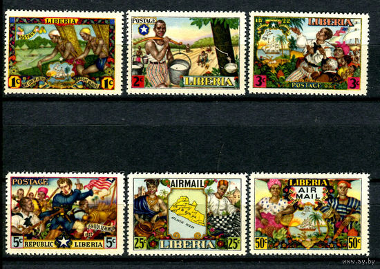Либерия - 1949г. - Поселенцы в Либерии. Независимость - полная серия, MNH [Mi 420-425] - 6 марок