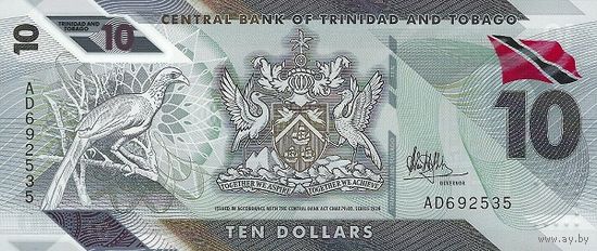 Тринидад и Тобаго 10 долларов образца 2020 года UNC pw62