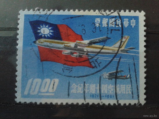 Тайвань, 1961. Самолеты и флаг, Mi-1,70 евро гаш.