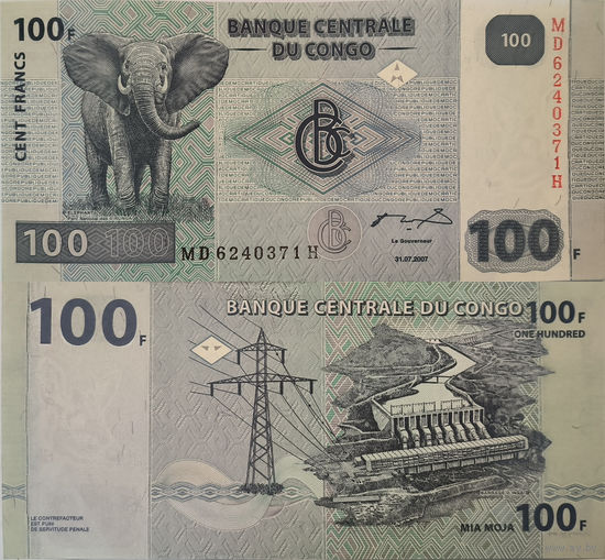 Конго 100 Франков 2007 UNC П1-498