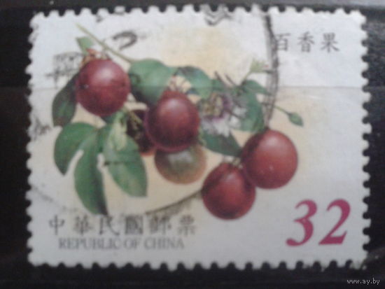 Китай Тайвань 2002 фрукты высокий номинал, концевая марка в серии Mi-3,2 евро гаш.