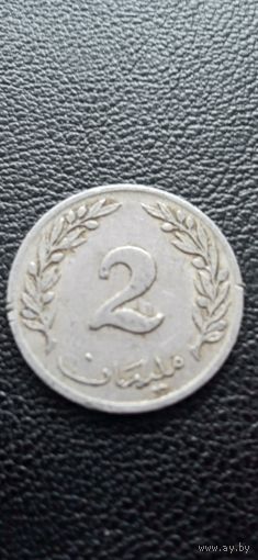 Тунис 2 миллима 1960 г.