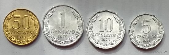 Чили 1, 5, 10, 50, сентаво 1975 - 1979 г. Андский кондор. Комплект 4 шт.