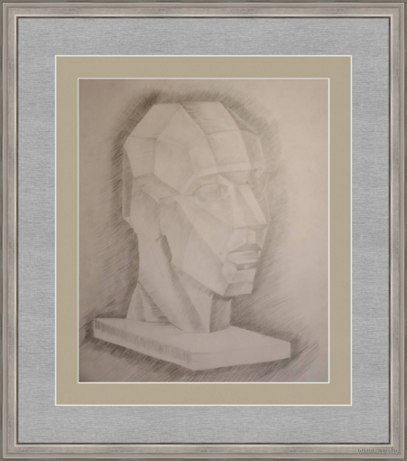 Рисунок, карандаш, голова в кубизме 90-е
