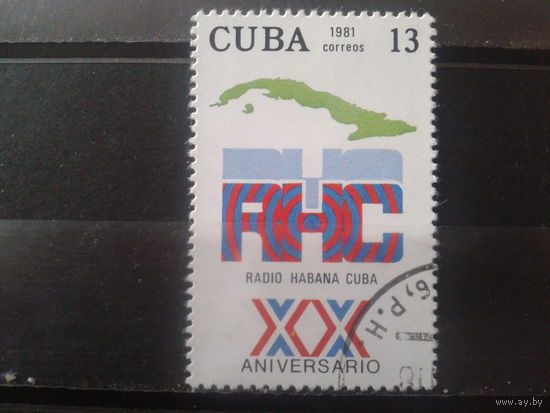Куба 1981 20 лет Радио Гаваны, карта острова