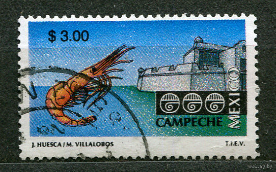 Морская фауна. Креветка. Туризм. 1996. Мексика
