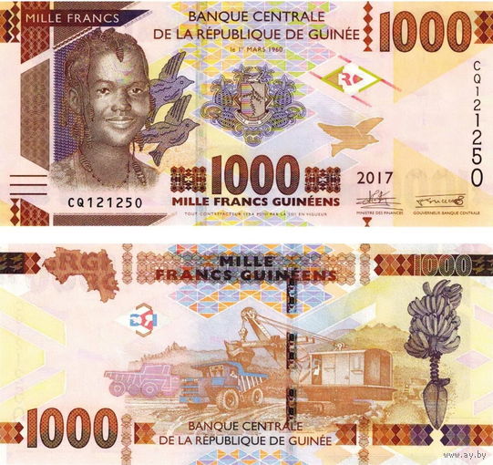 Гвинея 1000 франков  2017 год  UNC
