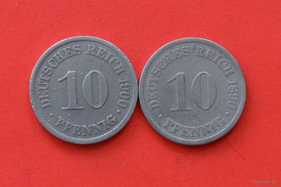 Германия 10 пфеннигов 1890 и 1900