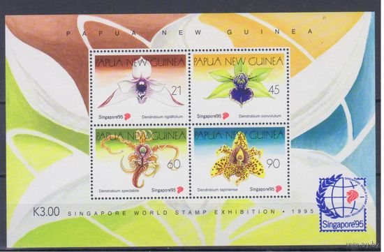 [1294] Папуа Новая Гвинея 1995. Флора.Цветы.Орхидеи. БЛОК.