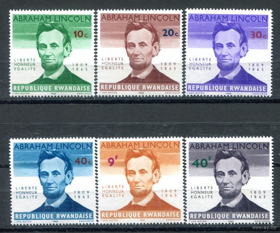 Руанда - 1965г. - Авраам Линкольн - полная серия, MNH [Mi 97-102] - 6 марок