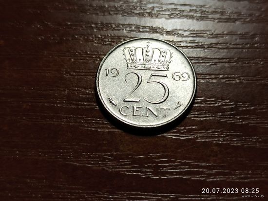 Нидерланды 25 центов 1969