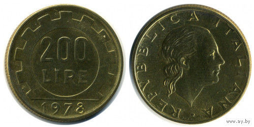 Италия 200 лир 1978 года