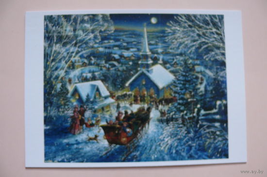 Современная открытка, Stewart Sherwood, зима; дети.