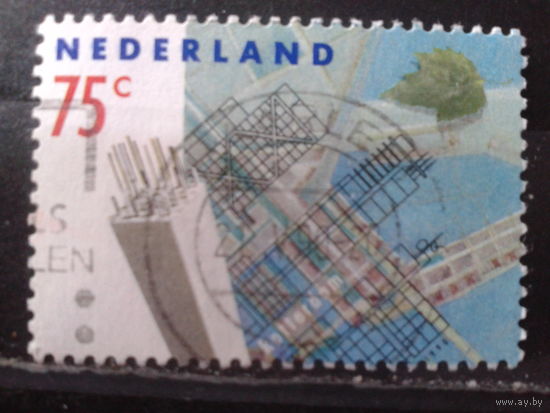 Нидерланды 1990 Карта восстановленного после бомбежки города
