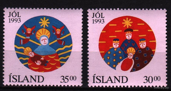 1993 Исландия Христианство Рождество и Новый год Mi-795-96.2х-марки**\\БА