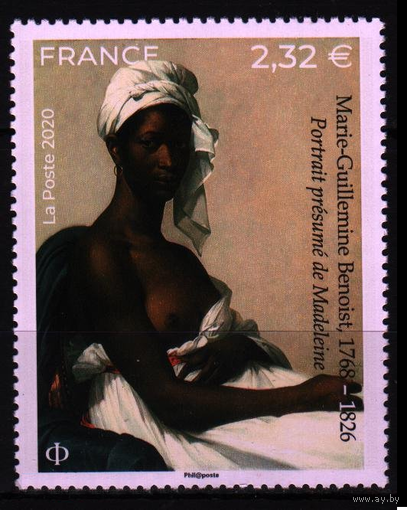2020 Франция Искусство Живопись Мари-Гийемин Бенуа портрет негритянки 1х-марка**