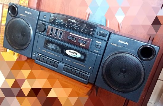 Philips AW7520/11. Bass Reflex. Двухкассетный магнитофон с радио. Магнитола