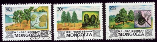 3 марки 1982 год Монголия Флора 1489-1491