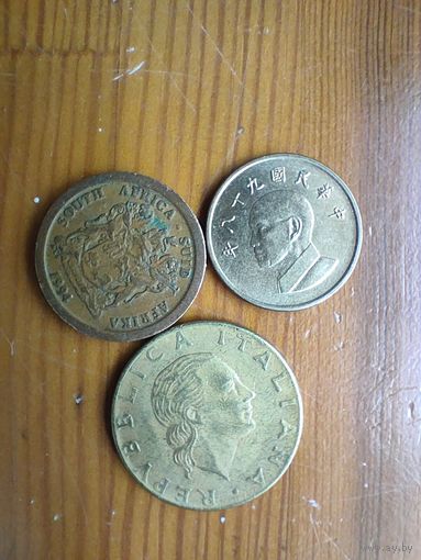 ЮАР 5 центов 1994, Италия 200 лир 1979, Тавань 1 доллар -20