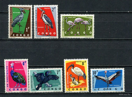 Конго (Заир) - 1963 - Птицы - [Mi. 112-118] - полная серия - 7 марок. MNH.  (Лот 88Dt)