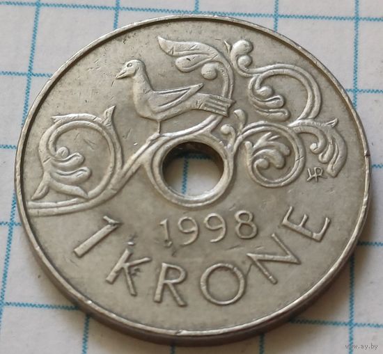 Норвегия 1 крона, 1998      ( 3-4-4 )