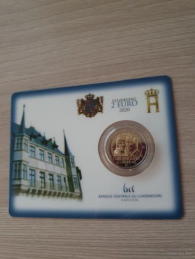 Монета Люксембург 2 евро 2020 200 лет со дня рождения Генриха Оранского-Нассауского BU БЛИСТЕР