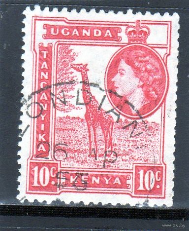 Британские колонии.Кения,Уганда,Танганьика.10с. Королева Елизавета II.Жираф.