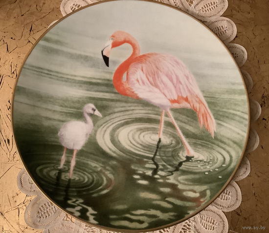 Тарелка коллекционная Розовый Фламинго серия Птицы США