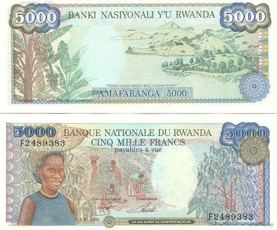 Руанда 5000 франков образца 1988 года UNC p22