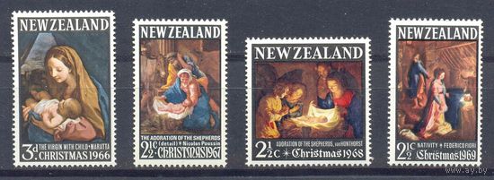 Новая Зеландия 1966-69 Рождество. Живопись. Классика, 4 марки