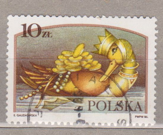 Птицы Фауна Польша 1986 год лот 1076 утка искусство