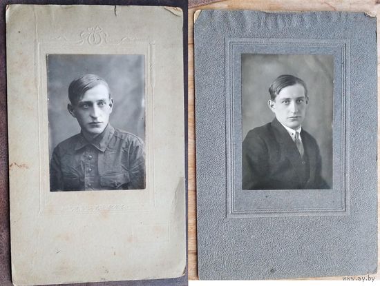 2 Фото мужчины. Гомель. РСФСР. 1926 г. 9х14 см. На паспарту. Цена за 1