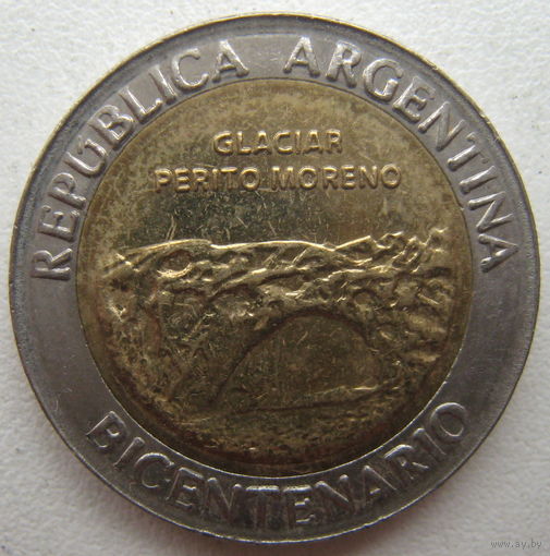 Аргентина 1 песо 2010 г. 200 лет Независимости от Испании. Перито Морено