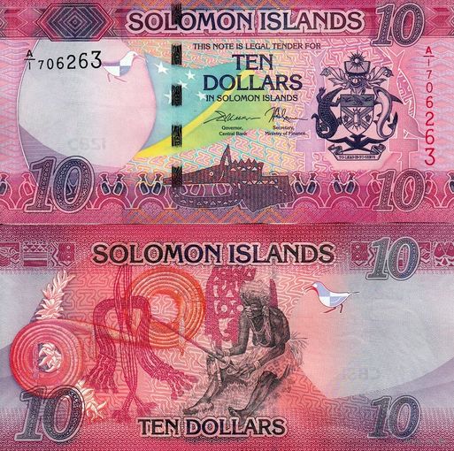 Соломоновы острова 10 долларов 2017 год  UNC
