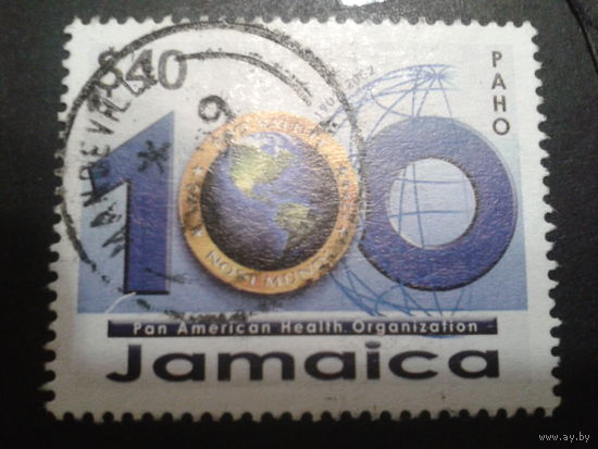 Ямайка 2002 100 лет, карта Америки Mi-2,0 евро гаш.