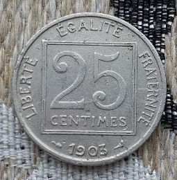 Франция 25 сентим (центов) 1903 года