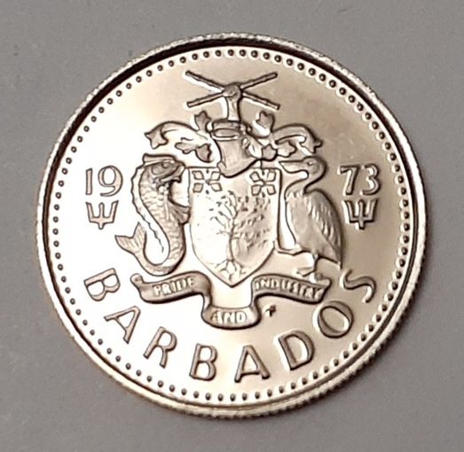 Барбадос 10 центов, 1973 Отметка монетного двора "FM"  The Franklin Mint (1-9-125)