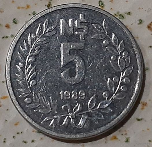 Уругвай 5 новых песо, 1989 (14-8-13)
