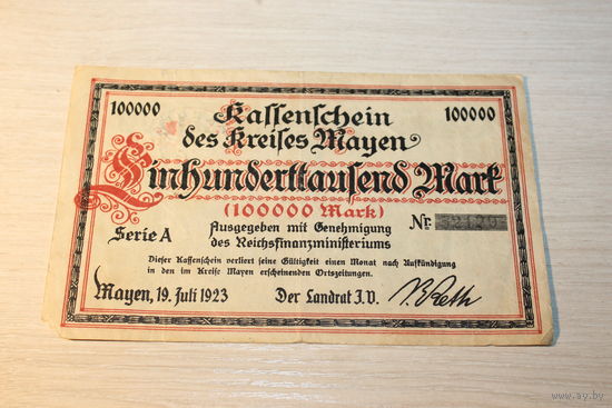 Нотгельд 1923 года, 100.000 марок.