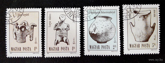 Венгрия 1987 г. Археологические находки. Культура. Искусство, полная серия из 4 марок #0060-И1P13